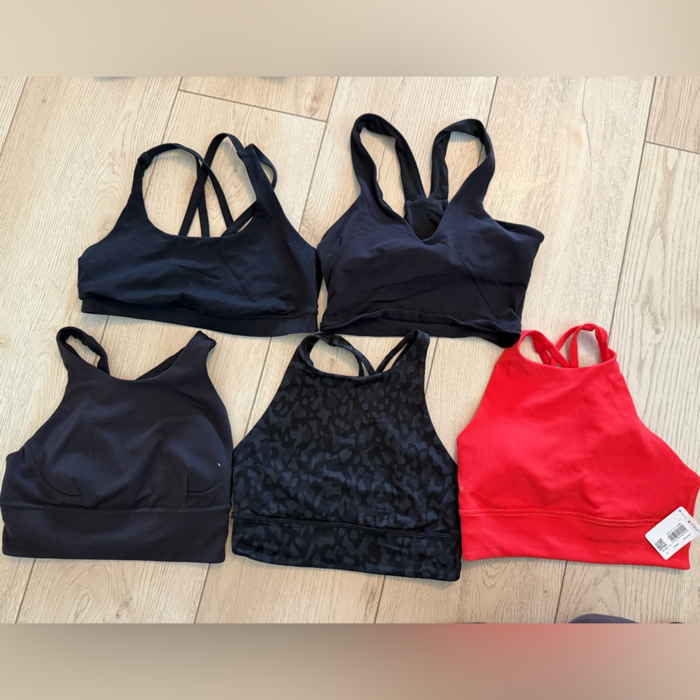 (5) lululemon sports bras NWT to nearly new condition